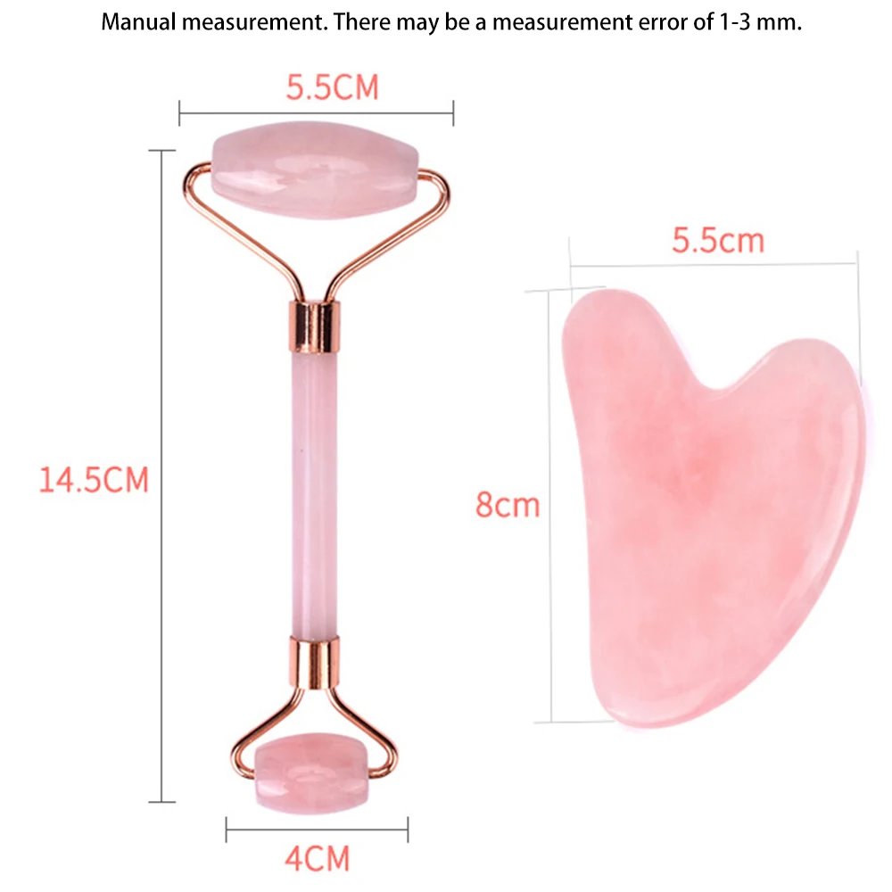 제이드 스톤 페이셜 마사지 롤러, 핑크 로즈 천연 경혈 페이스 아이 케어 스파 마사지 뷰티 넥 씬 리프트 툴