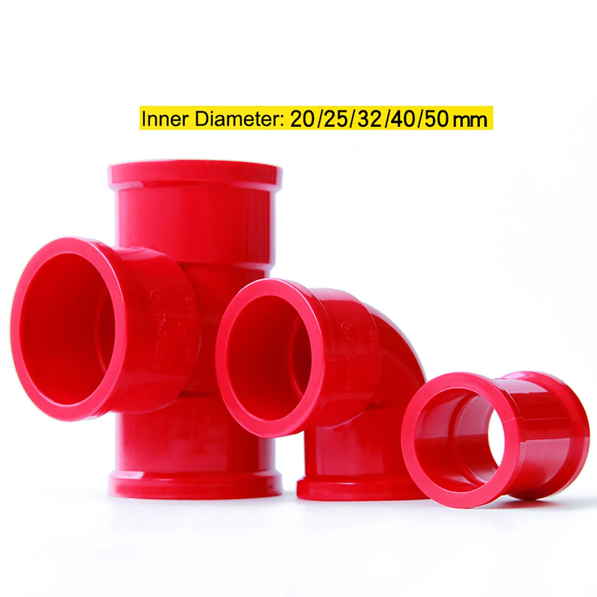 

Thickened Red PVC Pipe Fittings 20 25 32 40 50mm Straight Socket 90° Elbow Tee Solvent Weld Joints Irrigation Aquarium Connector
