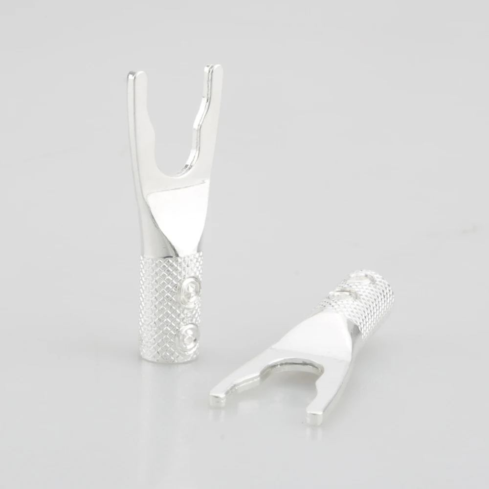 

High Quality Pure Copper Silver/Gold Plated Spade Plug Speaker Cable Wire Connector HiFi