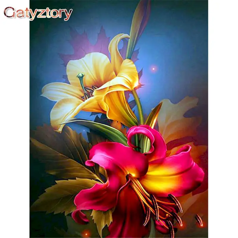 

GATYZTORY 60x75cm Paint By Numbers DIY Oil Painting By Numbers On Canvas Flowers Frame Number Painting Home Decor