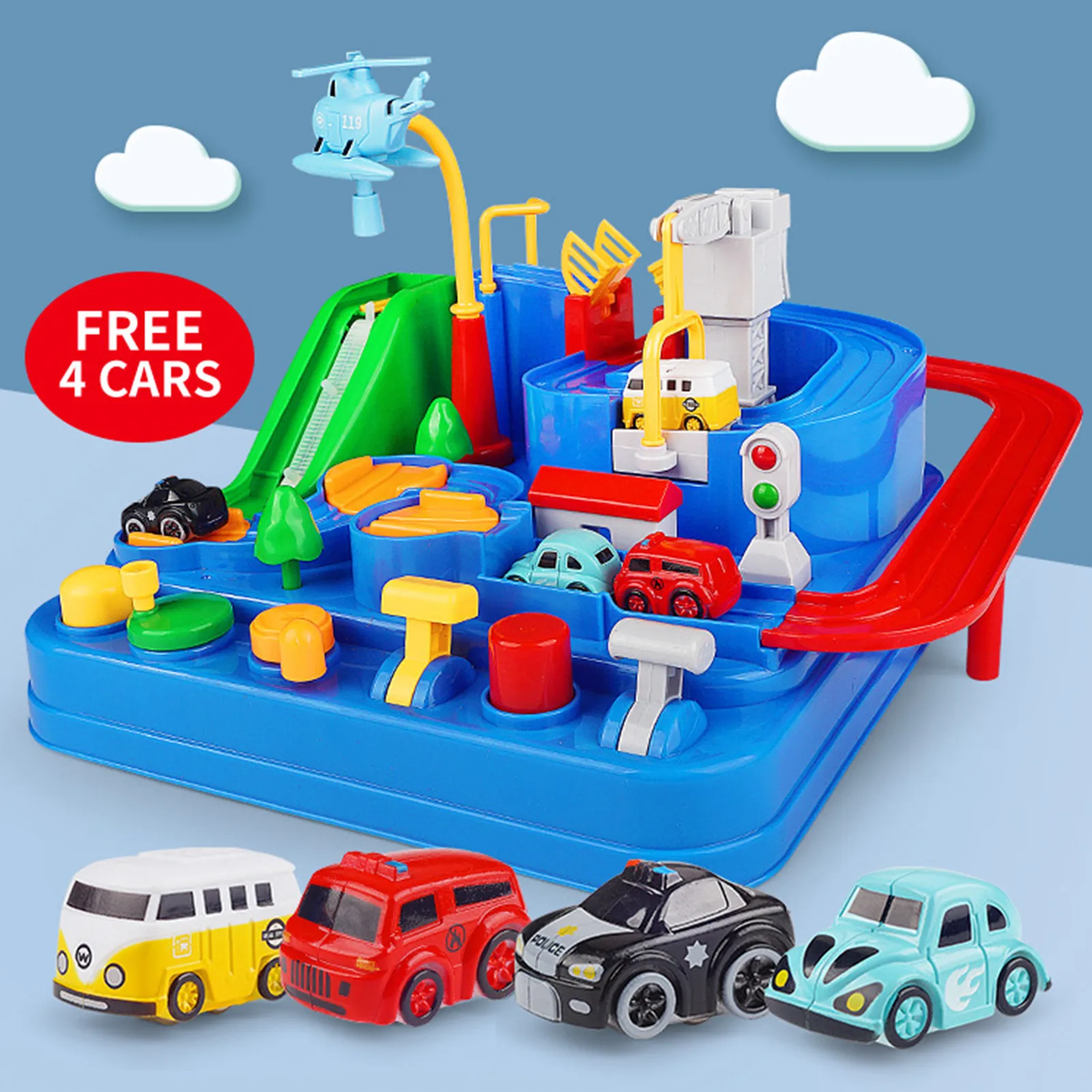 

Boys Racing Train Tracks Rail Cars Adventure Manual Car Toy Table Game Puzzle Toys For Children Racing Train Tracks Toy Gift