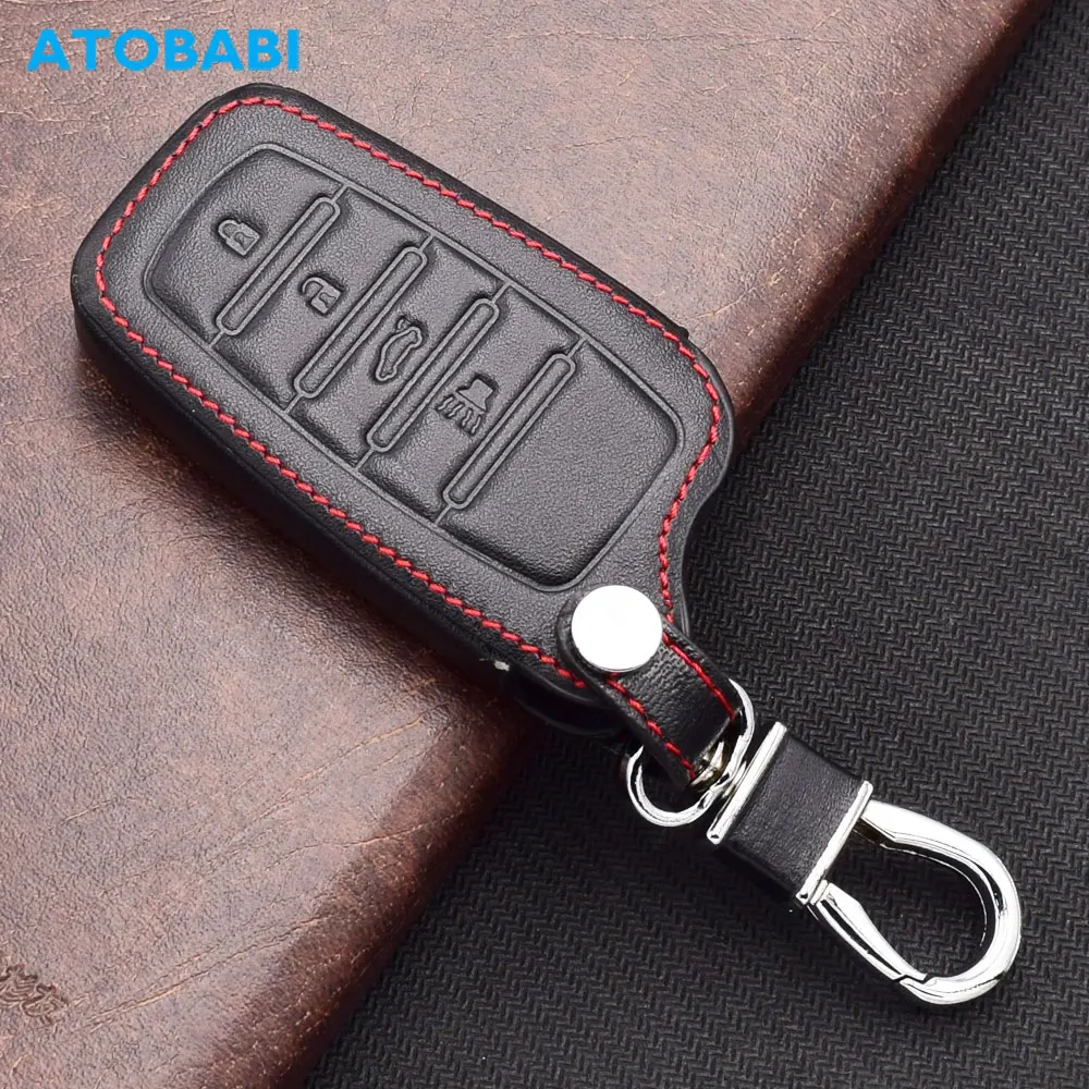 

Кожаный чехол ATOBABI для автомобильных ключей для Toyota Land Cruiser Camry Fortuner Hilux 2018 2 3 4, умный чехол с кнопкой