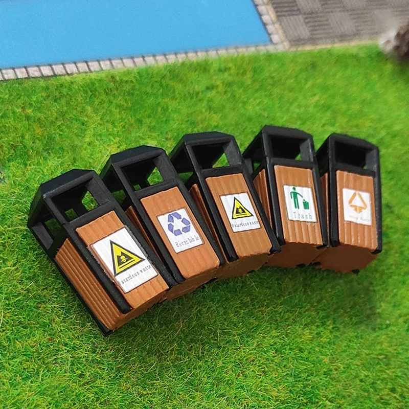 4/5 Pcs Rubbish Bin Model Building Sand Table Ho Scale Model Street Trash Can Micro Landscape Diy Material Train Railway Layout