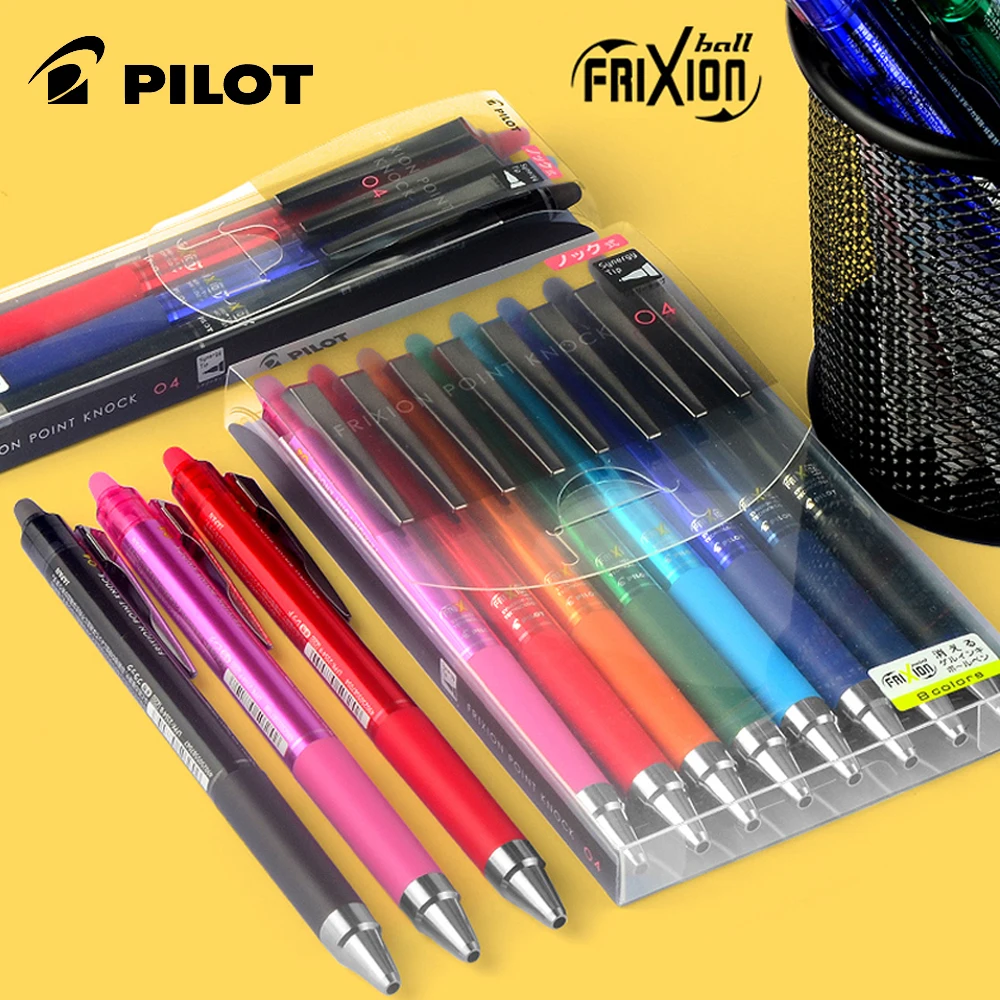 3/8pcs PILOT Frixion LFPK-25S4 0.4mm Press Color Gel Pen Needle Tip Student Office Stationery Large Capacity Replaceable Refill