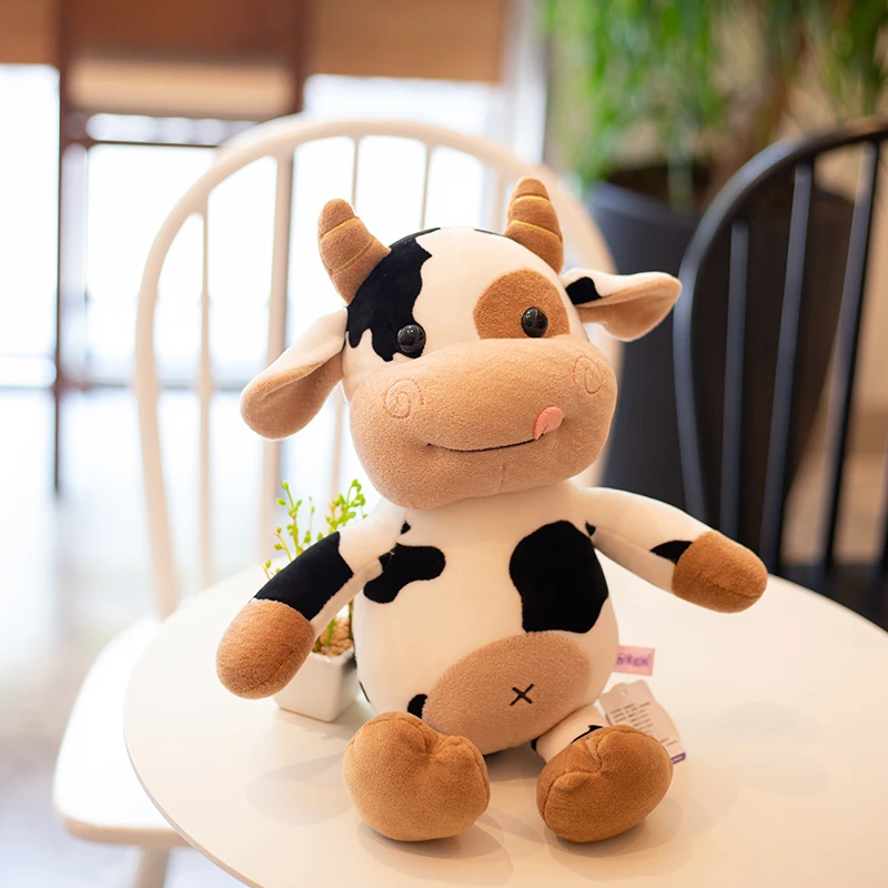 2020 nova vaca bonito brinquedo de pelúcia kawaii gado de pelúcia animais de pelúcia gado macio boneca menina crianças brinquedos presente aniversário para crianças