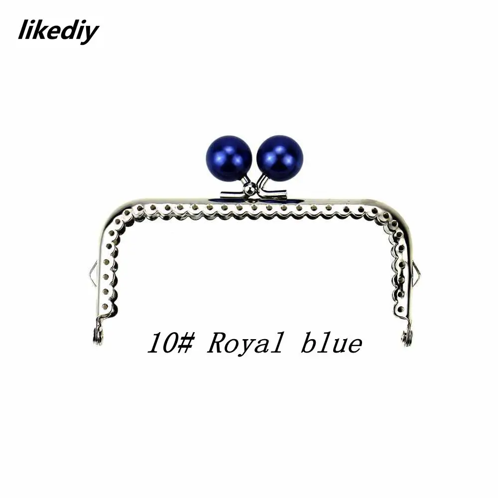 1 Piece 10.5 CM Candy Pearl Head Square Silver Metal Purse Frame Kiss Clasp Lace DIY Bag Accessories