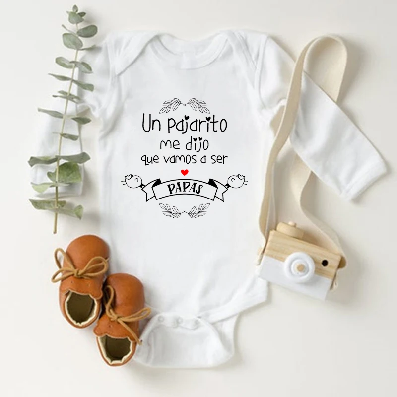 Baby Announcement Bodysuit Vas A Ser Papa Newborn Baby Long Sleeve Romper Funny Infant Body Baby Boy Girls Jumpsuit New Dad Gift