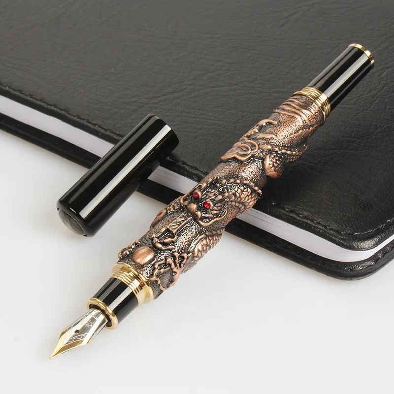 Imagem -02 - Jinhao Dragon Fountain Pen Canetas de Tinta Vintage para Escrever Material de Escritório Papelaria Presente Luxo Alta Qualidade