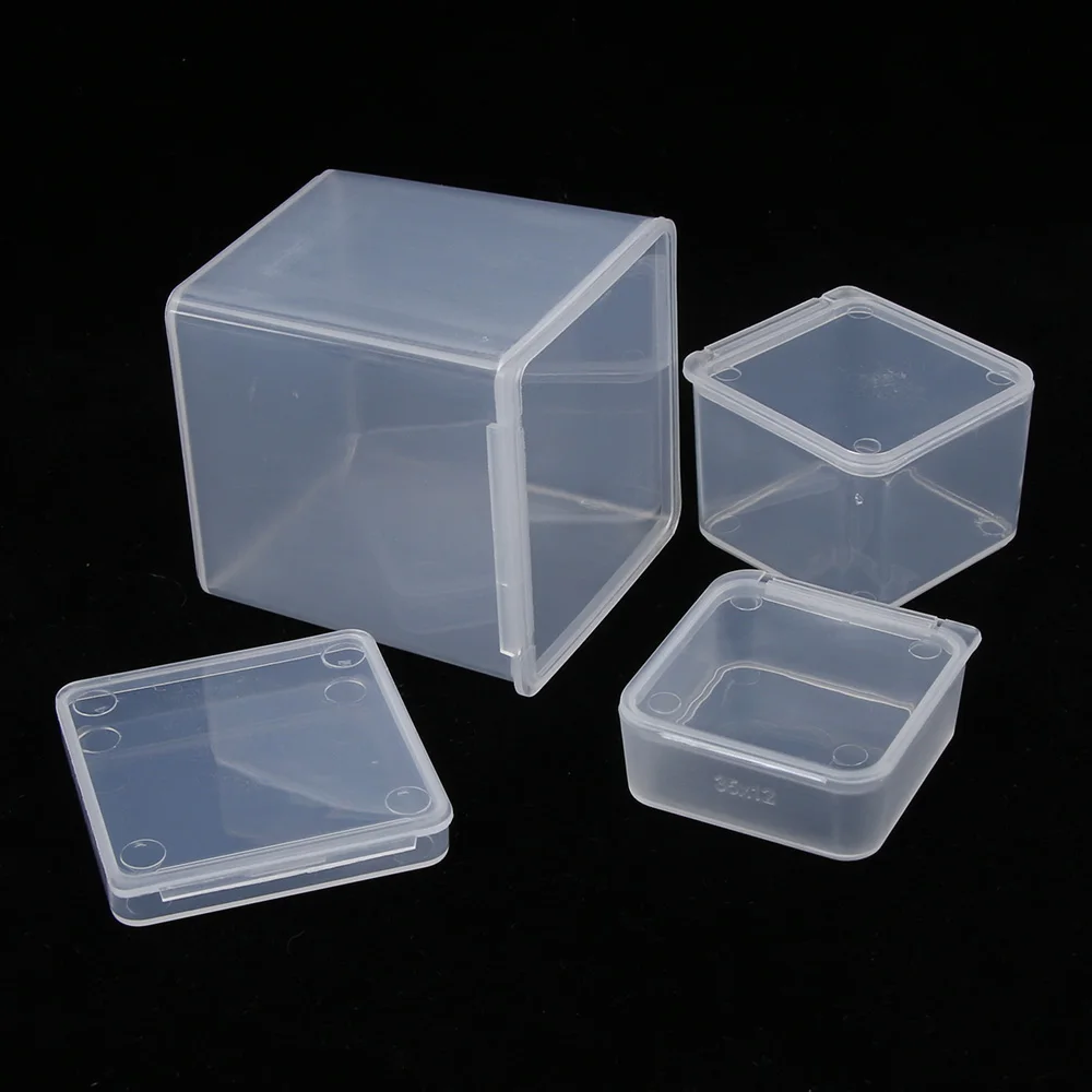 Small Boxes Square Rectangle Transparent Plastic Jewelry Storage Case Finishing Container Packaging Storage Box Earrings Rings