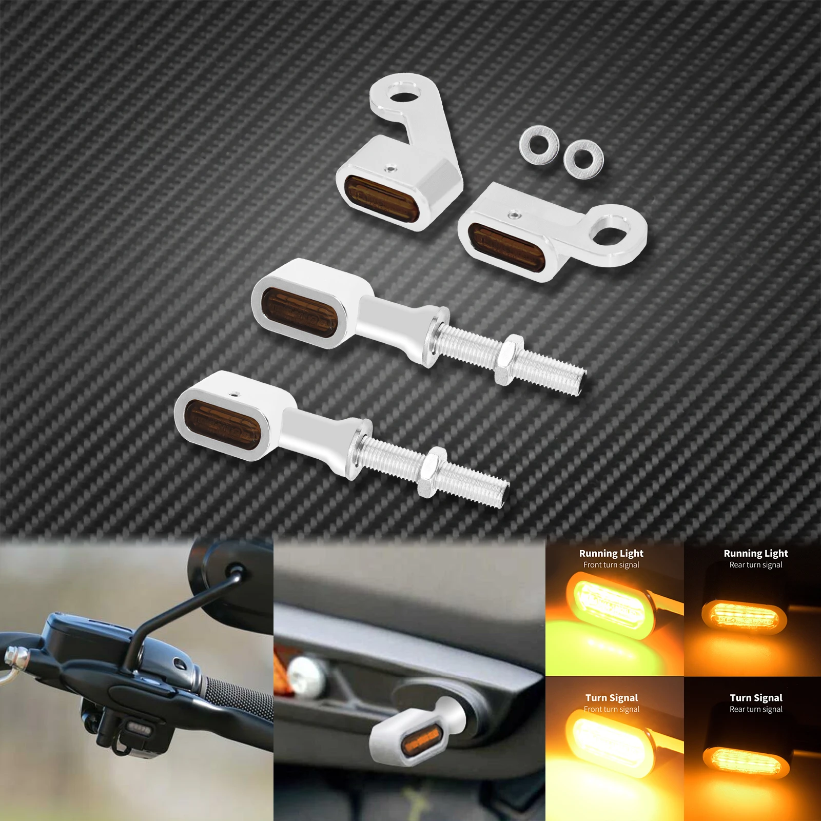 Motorcycle LED Front+Rear Turn Signal Indicator Running Light Black/Chrome For Harley Sportster XL 1200 883 72 48 Roadster 04-24