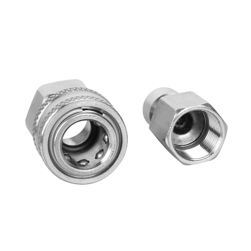 Stainless Steel Pressure Washer Adapter Set G3/8 Inch Female Quick Connect Plug And Socket For Attach A Hose To The Water Pumps,