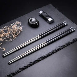 Zollor 1Pair Stainless Steel Alloy Chopstick Healthy Light Weight Chinese Chopsticks Metal Non-slip Design Kitchen Tableware