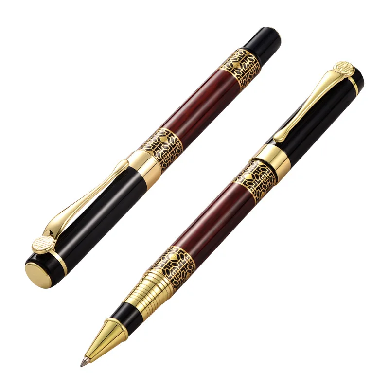 

Luxury High quality Golden carving Mahogany paint Business office Fine 0.5mm Rollerball Pen New