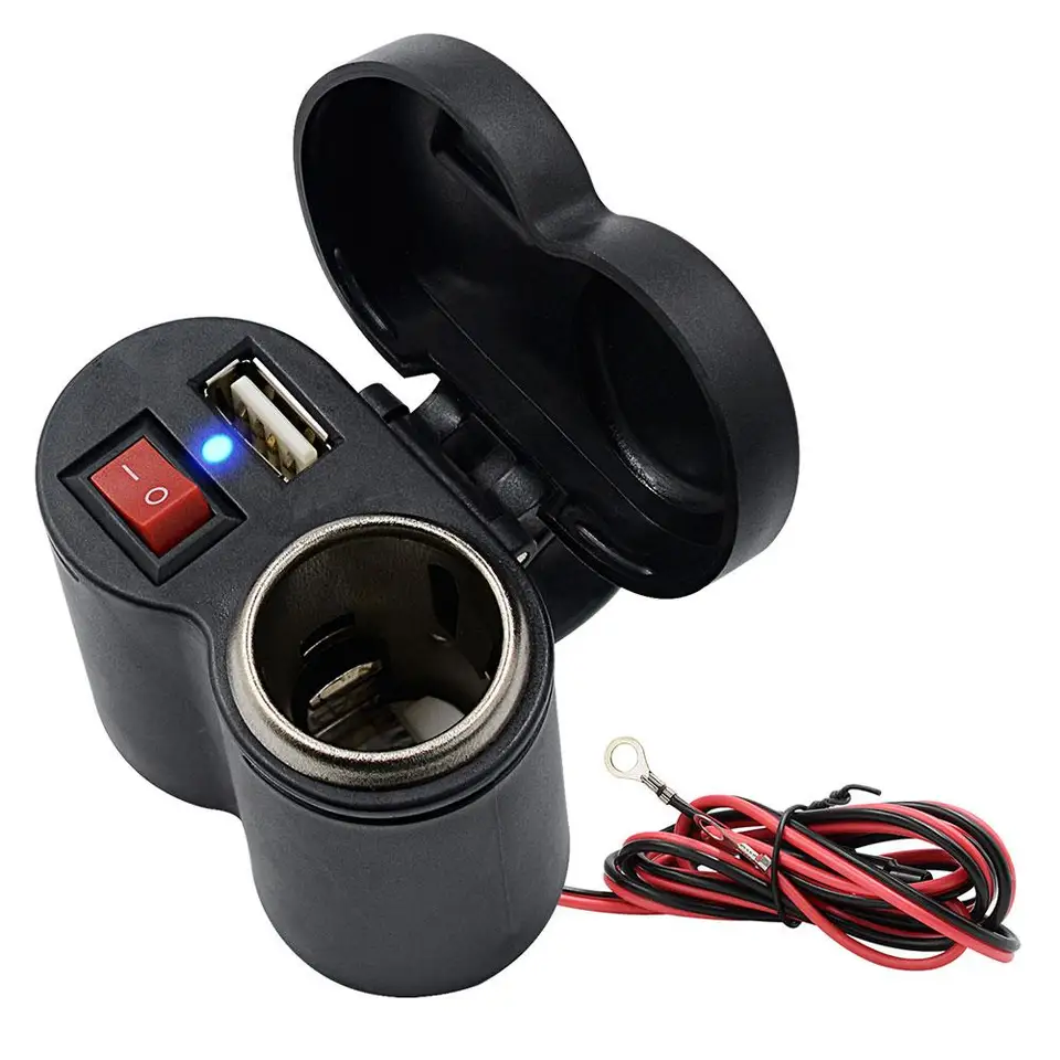12V Car Motorcycle Bike Waterproof Cigarette Lighter Handlebar USB Power  Charging Socket Power Supply Socket For Phone DC12-45V
