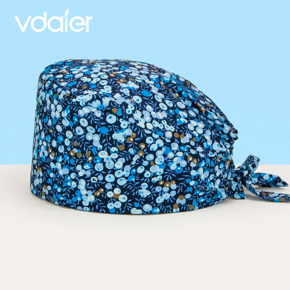 

Unisex Tieback Pet clinic Surgical hats pharmacist lab hats 100% cotton lab nursing medical caps nurse Dentist working caps