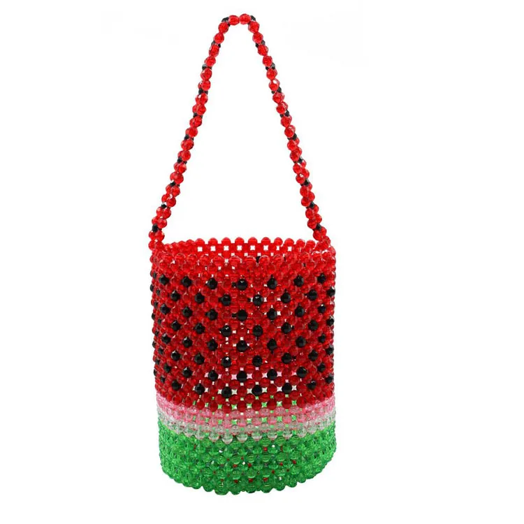 Luxury Pure Hand-woven Beaded Bucket Bag 2019 New Fashion Pearl Beaded Woven Shoulder Messenger Bag Handbags Women Family