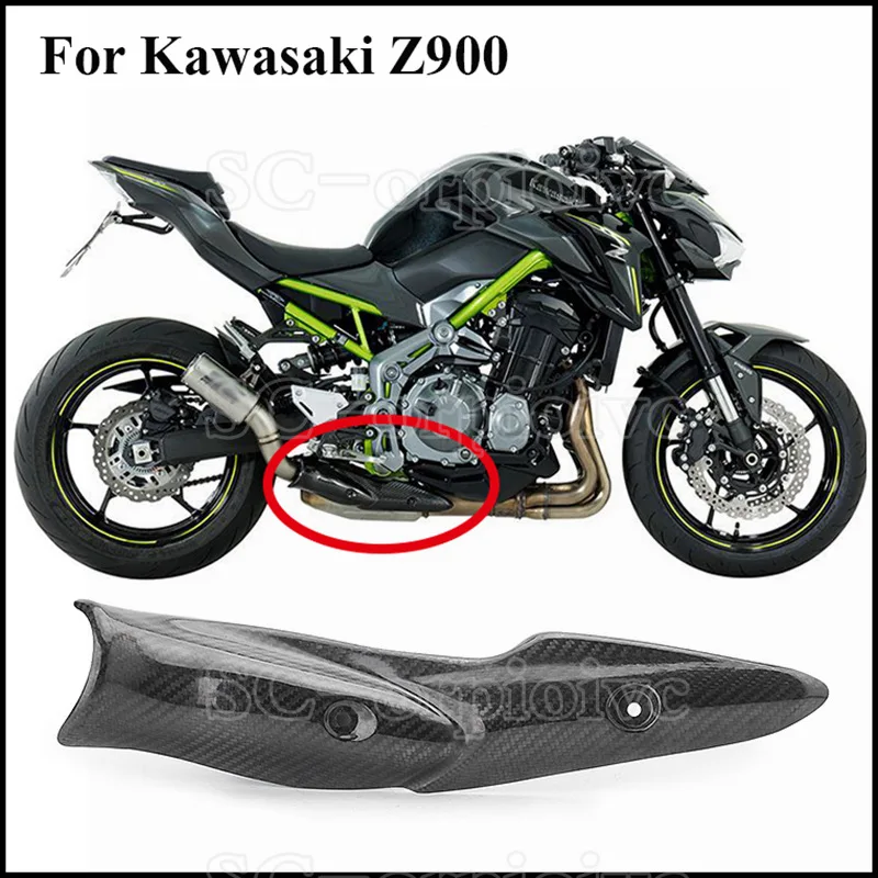 For Kawasaki Z900 Z 900 Exhaust Middle Pipe Decat Eliminator Down Motorcross Modified Motorcycle Cover Carbon Fiber 2017-2020