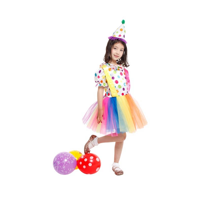 3-4t 4-8y Kind Kinder Kleinkind Mädchen Regenbogen Big Top Spaß Clown Kostüm Tutu Kleid Halloween Purim Karneval Party Fantasia