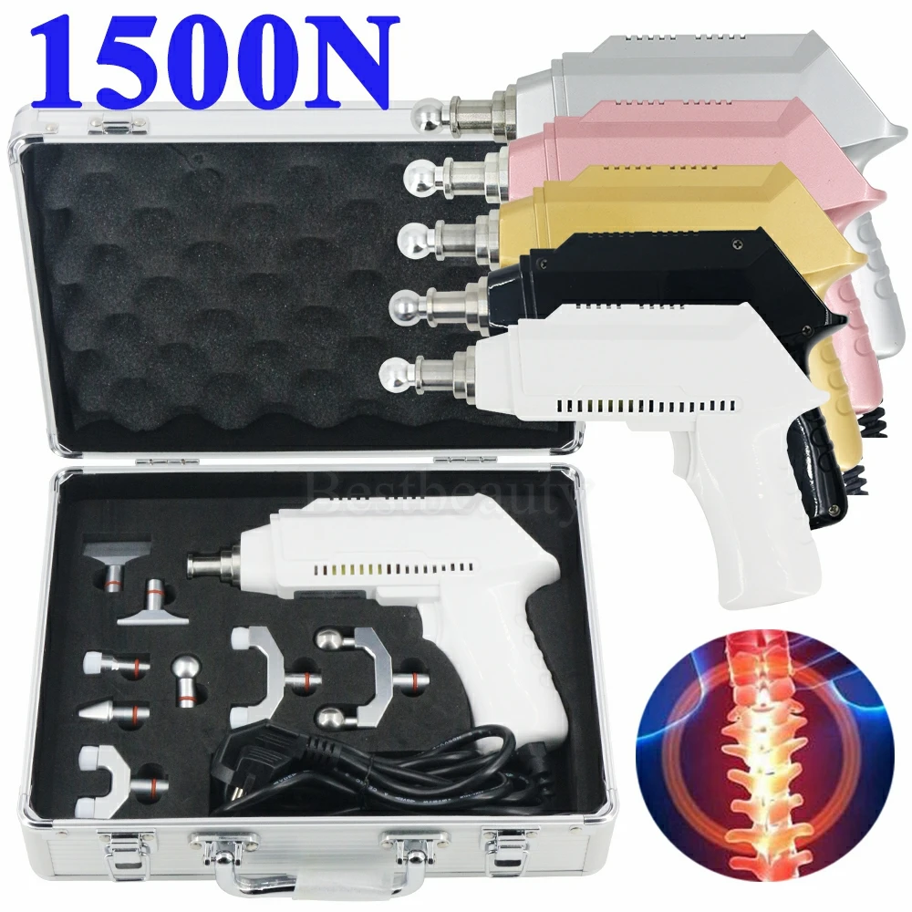 

Electric Correction Gun 1500N Adjustable Intensity Therapy 8 Heads Chiropractic Adjusting Tools Massage Body Nursing Massager