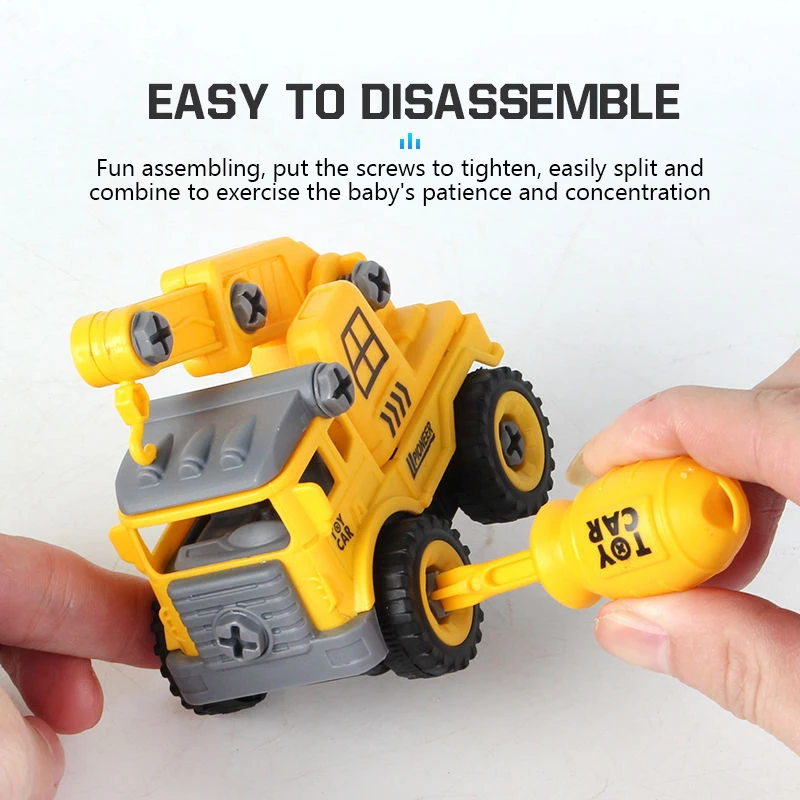 4Pcs/set Diy Toys Car Car Model Fire Fighting Truck Engineering Toy Vehicles Dump Excavator Model Car Mini Gift for Kids Boy