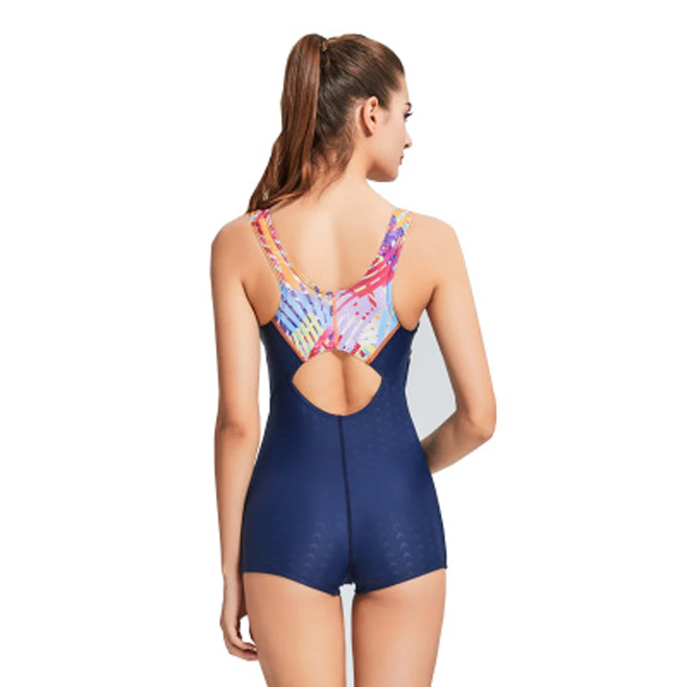 2022 Breathable Swimming Suit for Women Swimsuit Sports One Piece Bathing Suit Swimwear Women Padded Bodysuit with Boxer Shorts