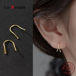 La Monada Hoop Earrings For Women Silver 925 Line U Design Fine Women Earrings Jewelry Hoop Earrings 925 Sterling Silver