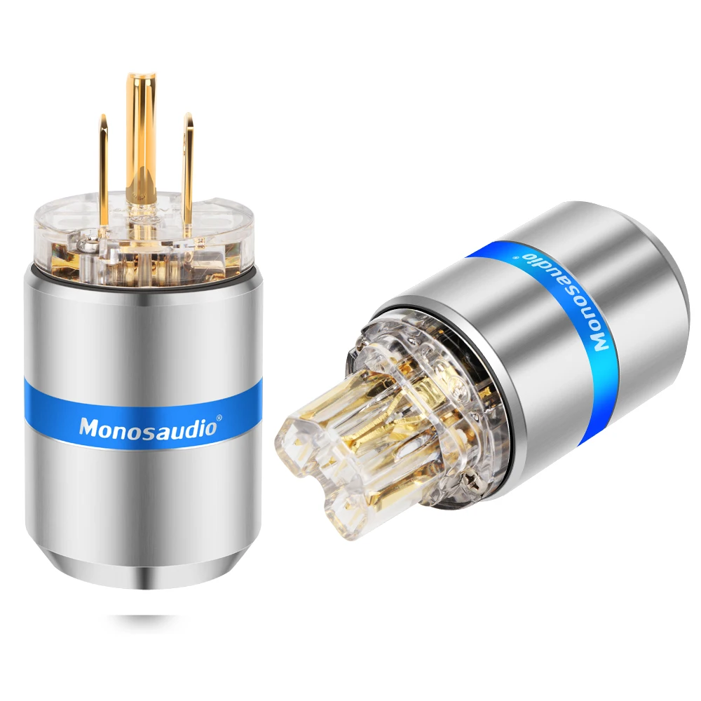 

Monosaudio M107G/F107G High Clear 24k Gold Plated Pure Copper US AC Power Plug Connector for Audio DIY Supply Cable