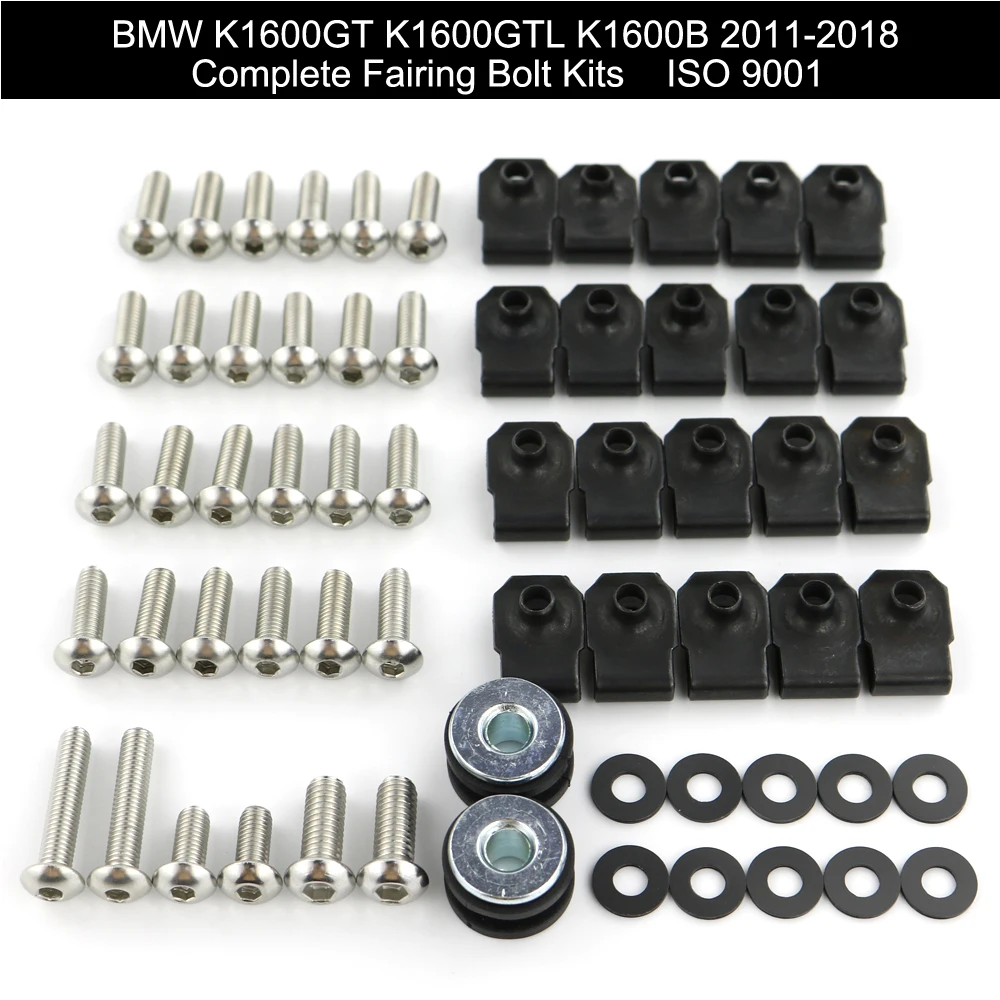 For BMW K1600GT-B K1600GT K1600GTL K1600B 2011-2018 Complete Cowling Full Fairing Bolts Kit Clips Screws Stainless Steel