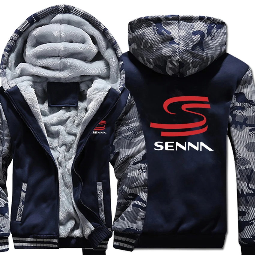 Hero Ayrton Senna Hoodies Winter Camouflage Sleeve Jacket Men Fleece Hero Senna Sweatshirts