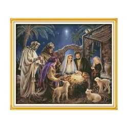 Presepe di natale Fatti A Mano FAI DA TE Kit Punto Croce Redentore Gesù Religioso Figure DMC Ricamo Ricamo Appeso Immagine Aida della Tela di canapa