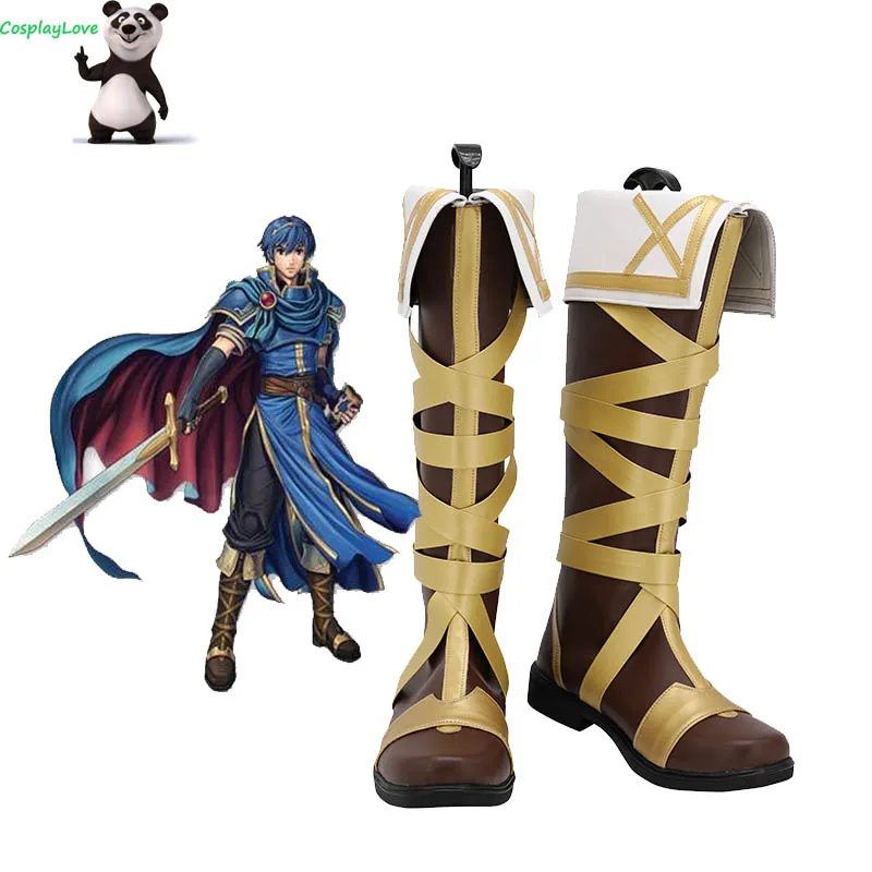 

CosplayLove Fire Emblem Marth Brown Cosplay Shoes Cosplay Long Boots Leather Custom Made