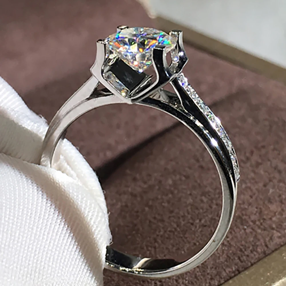 

Custom Solid 14K Au585 White Gold Ring Women Wedding Party Engagement Ring 1 2 3 4 5 Ct Round Moissanite Diamond Ring Classic