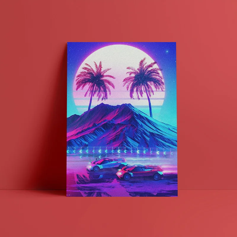 Synthwave Retro Electro poster Wall Art Canvas For Living Room Home Bedroom Study Dorm room Art Decoration Prints
