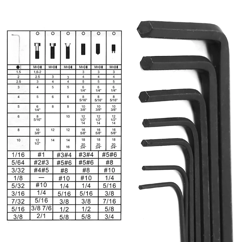 YOFE 7 Pcs 0.7mm-3mm Mini Micro Hexagon Hex Allen Key Set Wrench Screwdriver Tool Kit 0.7 0.9 1.3 1.5 2 2.5 3 mm