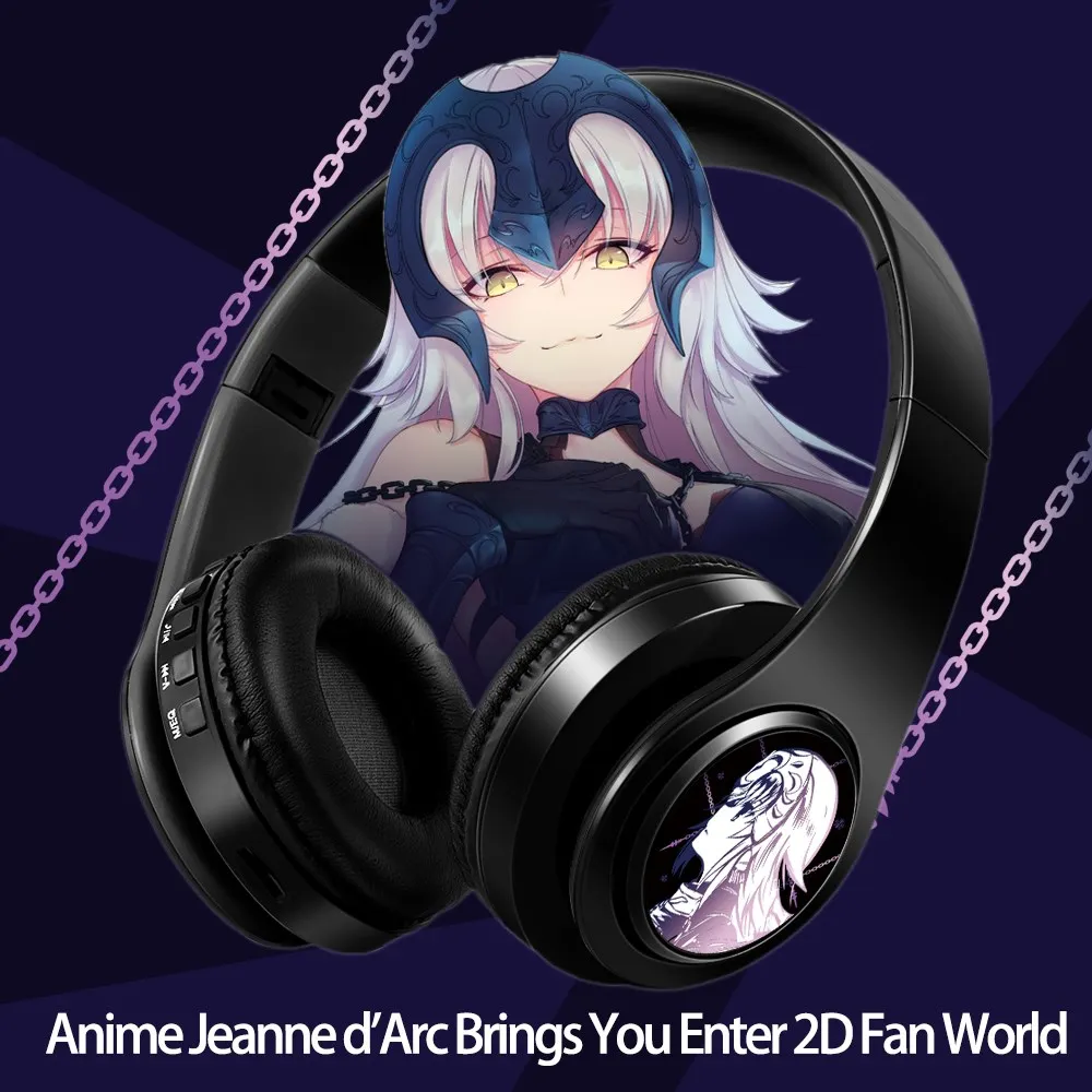 Popuplar Anime Cosplay All Black Headset Fate/Grand Order FGO Jeanne d'Arc Over Head Game Bluetooth Headphone Earphone Gift