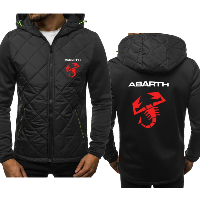 Nova moda jaquetas masculinas abarth logotipo do carro moletom primavera outono algodão dos homens com capuz com zíper jaqueta harajuku roupas