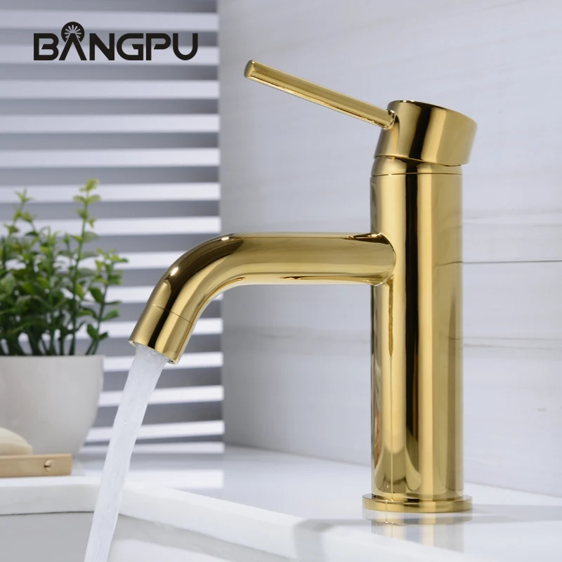 BANGPU Basin Faucet Bathroom Faucet Single Handle Basin Faucet 1 Hole Basin Faucet  Sink Faucet Bathroom Tap Deck Mounted Gold