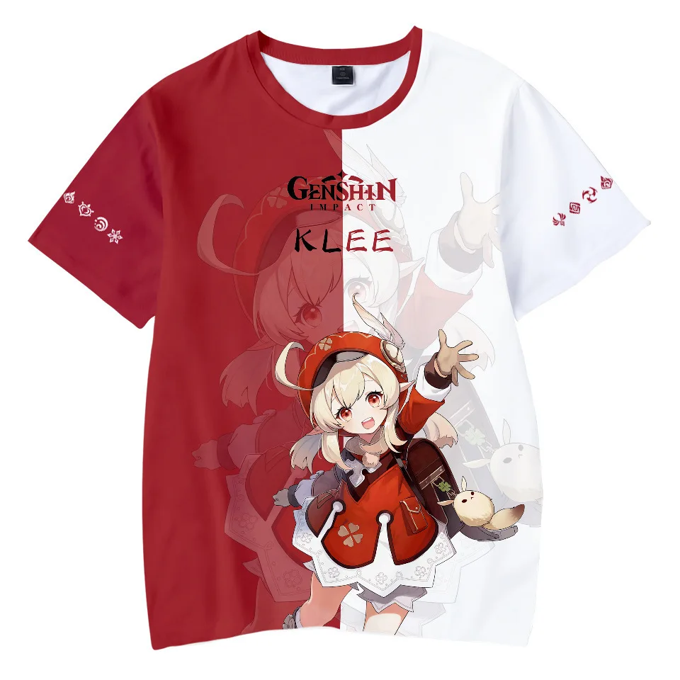 Genshin Impact T-Shirts Anime Game Girls Hutao Klee 3D Print Streetwear Men Women Oversized T Shirt Kids Boys Tees Tops Clothing