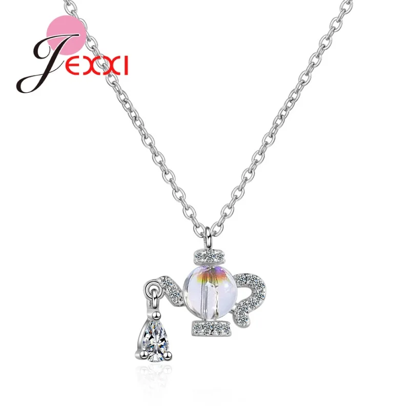 Elegant 925 Sterling Silver Pendant Necklaces For Women Clear AAAA Cubic Zircon Crystal Fashion Party Lovers Gift Jewelry