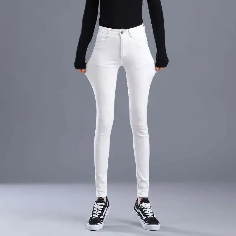 Woman Jeans Pants Jeans Pencil Pants Stretch White Skinny Tappered Pants Pantalones Vaqueros Mujer