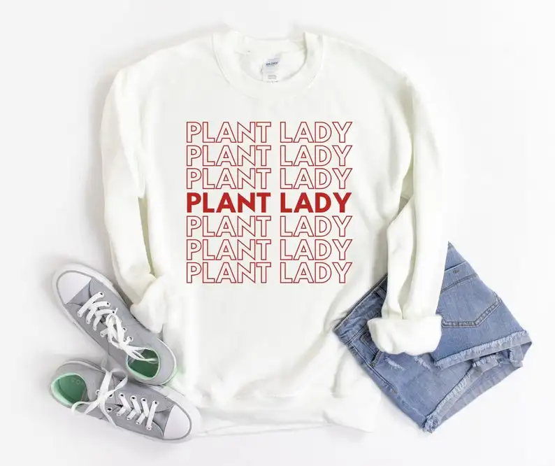 

Sugarbaby Plant Lady Cotton Sweatshirt Spring Autumn Funny Graphic Plant Lover Sweater Long Sleeved Fashion Tumblr Jumper