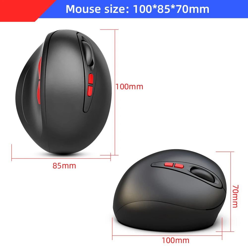 UTHAI DB40 Nuovo mouse wireless 2.4G Mouse verticale Mouse ergonomico a 7 pulsanti 2400 dpi Batteria incorporata