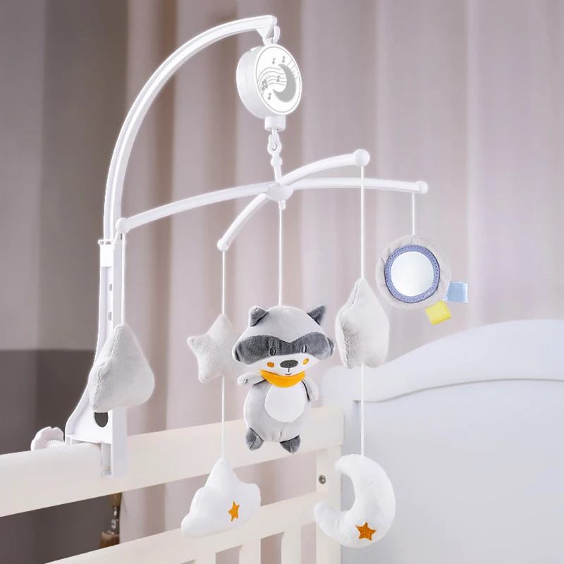 QWZ Móvil musical de cuna con sonajeros blancos para recién nacido - imagen 2