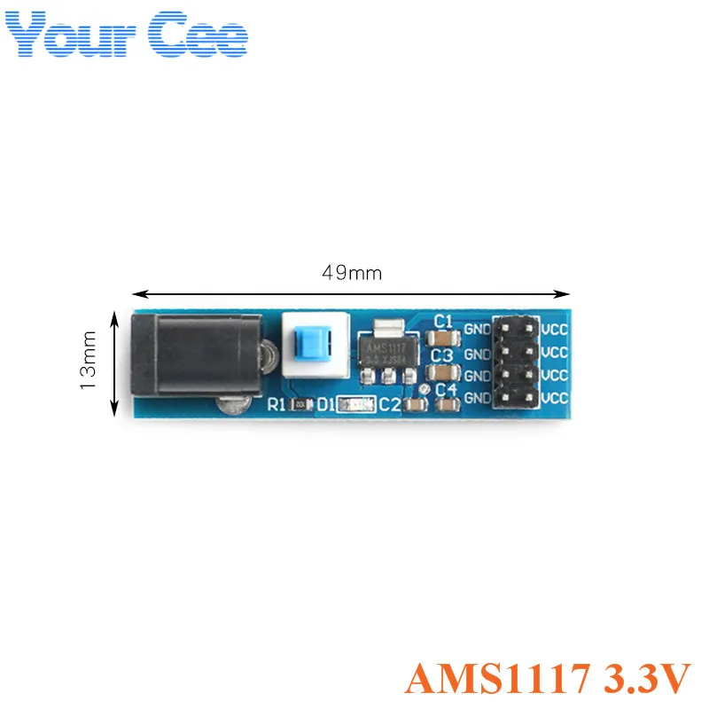 AMS1117 3V 5V ADJ Adjustable Step Down Buck Module 3.3V 5V Power Voltage Regulator Board with DC Jack Switch