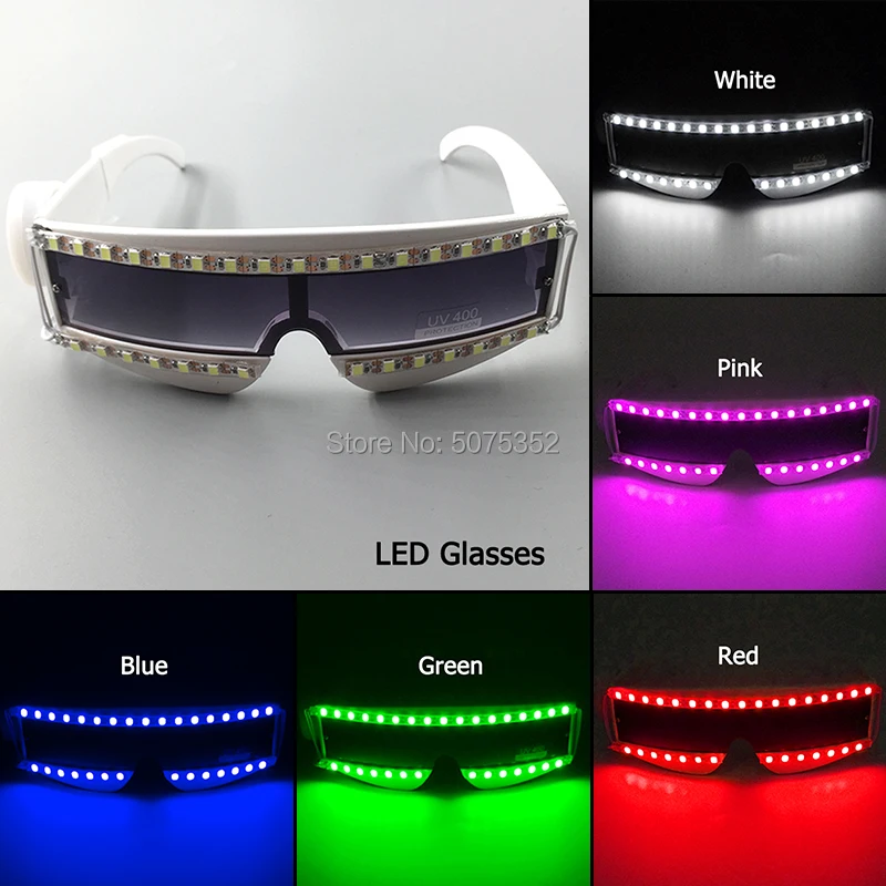 New Style Black Lens Sunglasses Glow LED Glasses Multi function Glasses Novelty Gift for Men Dance DJ Bar Props