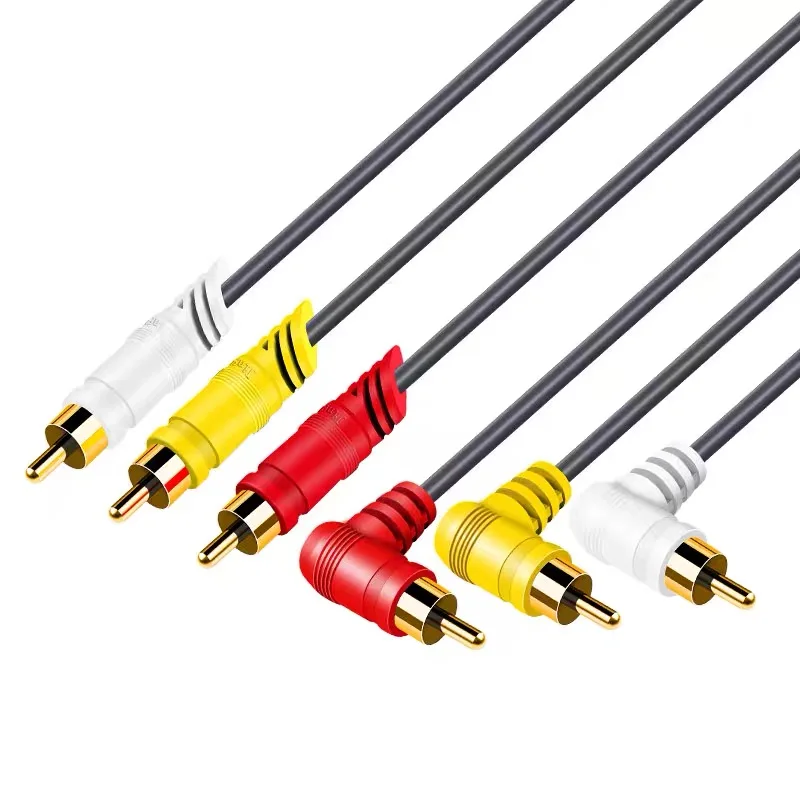 

RCA Cable,90-degree 3RCA To 3RCA Composite Video Audio A/V AV Y Splitter Cable Compatible with Set-Top BoX,Amplifier,DVD Player