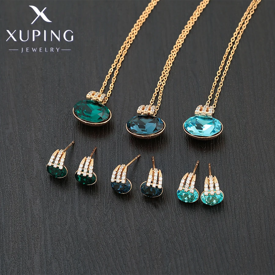 Xuping Jewelry Fashion Copper Alloy Elegant Earring Necklace Set Lovely Gold Color Charm Set for Women  Vocation Gift A00727623