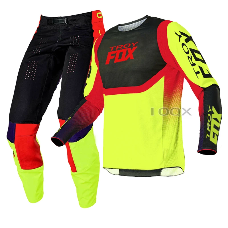 

Troy Fox 2021 360 Voke Men's Jersey Pant Combo Motocross Dirt Bike Off Road DH ATV UTV MTB Yellow Gear Set