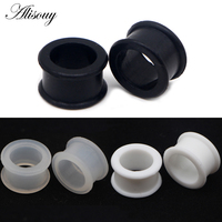 Alisouy 2pcs 3mm-76mm Hollow Big Size Black Silicone Flexible Double Flared Flesh Ear Tunnel Plugs Gauge Expander Stretchers