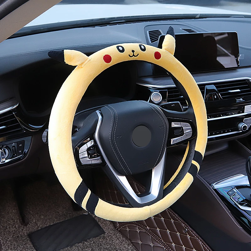 Car Steering Wheel Cover Cute Wholesale Universal Cartoon Mouse Summer Winter Warm Plush Lovely Bowknot Car Interior Accessories